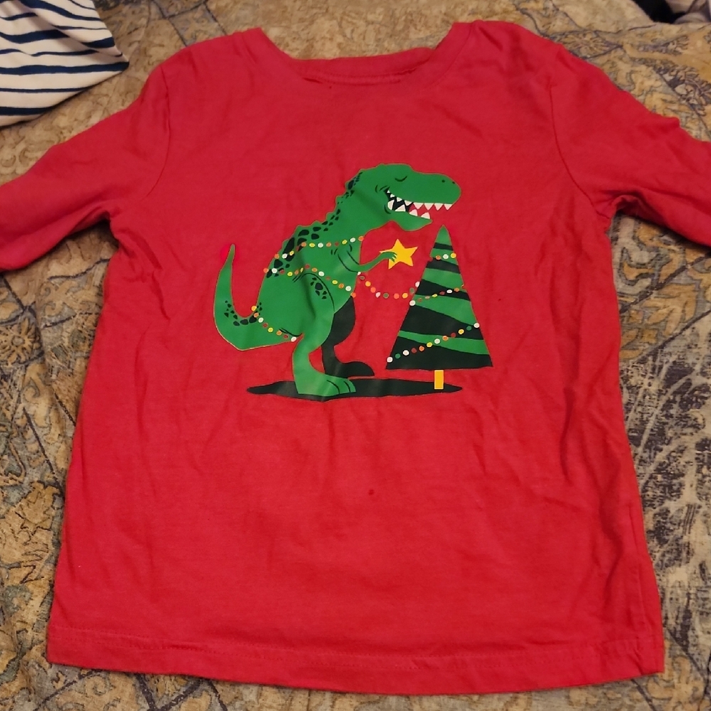 Cat & Jack Red Long Sleeve Dinosaur Tee